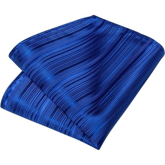 Men's Stripe Tie Silk Woven Necktie Pocket Square Cufflink Set Formal Business - Picture 6 of 7